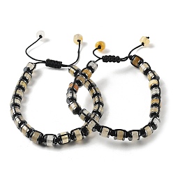 Топаз Нефрит Регулируемые браслеты из плетеных бусин из натурального топаза, нефрита и немагнитного синтетического гематита, внутренний диаметр: 1-3/4~2-7/8 дюйм (4.5~7.3 см)