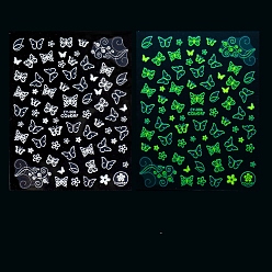 Butterfly Luminous Plastic Nail Art Stickers Decals, Self-adhesive, For Nail Tips Decorations, Halloween 3D Design, Glow in the Dark, Butterfly, 10x8cm