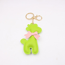 Grass green Cute Bow PU Leather Giraffe Keychain for Women's Wallet, Phone and Bag