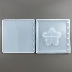 Star Silicone Binder Notebook Cover Quicksand Molds, Shaker Molds, Resin Casting Molds, for UV Resin, Epoxy Resin Craft Making, Star, 120x120x8mm, 2pcs/set