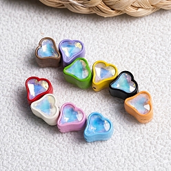 Mixed Color Alloy Cubic Zirconia Beads, Heart, Mixed Color, 11x11x10mm, Hole: 2mm