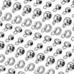 Stainless Steel Color 80Pcs 4 Style 304 Stainless Steel Tube Bails, Loop Bails, Rondelle & Ring & Oval, Stainless Steel Color, 20pcs/style