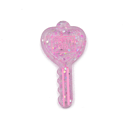 Rose Nacré Gros pendentifs en résine transparente, clé en forme de coeur, perle rose, 56~57x29~31x5.5mm
