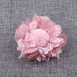 Rose Nacré Fleur en tissu pour accessoires de cheveux diy, fleurs d'imitation pour chaussures et sacs, perle rose, 65mm
