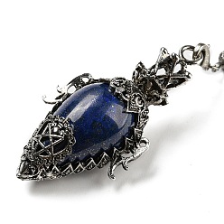 Ляпис-Лазурь Натуральный лазурит лазурит маятник большие подвески, с реечной обшивкой, фурнитурой из сплава старинного серебра, без свинца и без кадмия, слеза, 298~305 мм