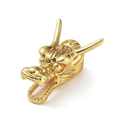 Golden Rack Plating Brass Bead, Cadmium Free & Lead Free, Long-Lasting Plated, Large Hole Beads, Dragon Head, Golden, 27x17x13mm, Hole: 5mm