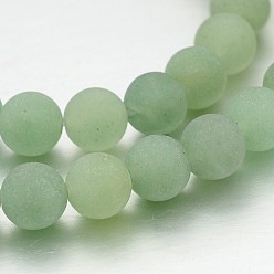 Green Aventurine Frosted Round Natural Green Aventurine Bead Strands, 8mm, Hole: 1mm, about 46pcs/strand, 14.7 inch