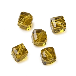 Темно-Золотистый Стекло k9 стекло, имитация Австрийские кристаллические шарики, граненые, квадратный, темные золотарник, 6x6x6 мм, отверстие : 1 мм