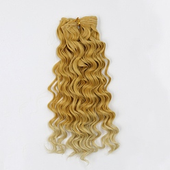 Goldenrod High Temperature Fiber Long Instant Noodle Curly Hairstyle Doll Wig Hair, for DIY Girl BJD Makings Accessories, Goldenrod, 7.87~9.84 inch(20~25cm)