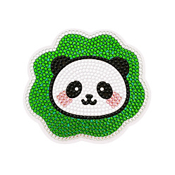 Panda DIY Cup Mat Diamond Painting Kits, Including Coaster Holder, Resin Rhinestones, Pen, Tray & Glue Clay, Panda, 100x110mm, 5pcs/set