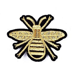 Light Khaki Bee Shape Computerized Embroidery Cloth Iron on/Sew on Patches, Costume Accessories, Appliques, Light Khaki, 63x51x1.5mm