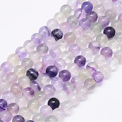 Fluorite Natural Fluorite Beads Strands, Round, 6mm, Hole: 1mm, about 73pcs/strand, 15.74 inch