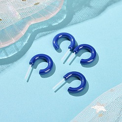 Royal Blue Hypoallergenic Bioceramics Zirconia Ceramic Ring Stud Earrings, Half Hoop Earrings, No Fading and Nickel Free, Royal Blue, 15x3.5x13.5mm