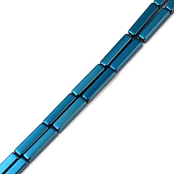 Blue Plated Electroplate Glass Beads Strands, Full Plated, Cuboid, Blue Plated, 20x4x4mm, Hole: 0.8mm, about 38pcs/strand, 30.31 inch(77cm)