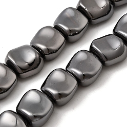 Металлическо-черное Гальванопокрытие Стеклянные бусины с гальваническим покрытием , твист, покрытие черного цвета металла, 11~11.5x10.5x6.5 мм, отверстие : 1 мм, около 36 шт / нитка, 15.75'' (40 см)