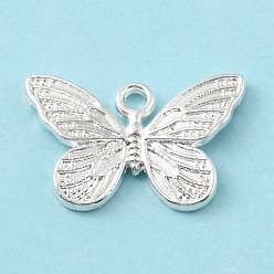 Silver Alloy Pendants, Butterfly, Silver, 10.5x16x1.5mm, Hole: 1.4mm