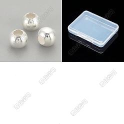 Argent 100pcs 925 perles en argent sterling, ronde, argenterie, 2.5x2mm, Trou: 1mm
