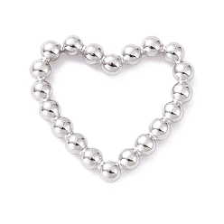 Stainless Steel Color 304 Stainless Steel Linking Rings, Imitation Round Beaded Heart, Stainless Steel Color, 20x22x2.5mm, Inner Diameter: 12x16mm