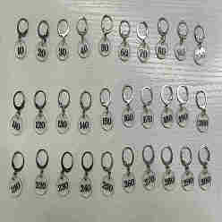 Прозрачный 30 шт. прозрачные акриловые плоские круглые маркеры петель с подвеской-цифрой, с 304 кольцами-подвесками для бокалов из нержавеющей стали, прозрачные, 3.8 см