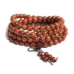 Chocolate 108 Beads Prayer Mala Bracelet, Wood Round Beaded Wrap Bracelet Necklaces for Ramadan & Eid Mubarak, Chocolate, 35-3/8 inch(90cm)