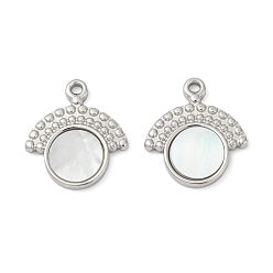 Нержавеющая Сталь Цвет 304 подвески из натуральной белой ракушки из нержавеющей стали, грибные прелести, цвет нержавеющей стали, 17x15.5x2 мм, отверстие : 1.5 мм