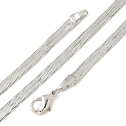 Платина 4мм стойка покрытие латунные цепочки елочка ожерелья для женщин мужчин, без кадмия и без свинца, 901 застежка из нержавеющей стали, долговечный, платина, 22.05 дюйм (56 см)