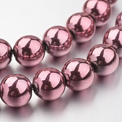 Plum Non-magnetic Synthetic Hematite Bead Strands, Spray Painted, Round, Plum, 10mm, Hole:1.50mm