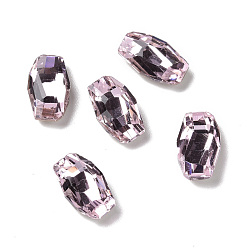 Light Rose K9 Glass Rhinestone Cabochons, Pointed Back & Back Plated, Rectangle, Light Rose, 10x5.5x3mm