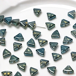 Teal Lampwork Beads, Triangle, Teal, 8x10mm, Hole: 0.8mm, 10pcs/bag
