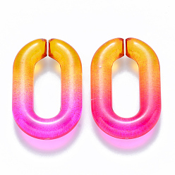 Magenta Two Tone Transparent Acrylic Linking Rings, Quick Link Connectors, for Cable Chains Making, Oval, Magenta, 31x19.5x5.5mm, Inner Diameter: 19.5x7.5mm