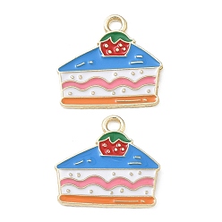 Food Alloy Enamel Pendants, Foods Charms, Golden, Cake Charms, 20x21x1.3mm, Hole: 2.5mm