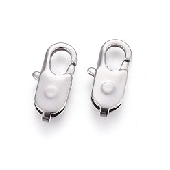 Stainless Steel Color 304 Stainless Steel Lobster Claw Clasps, Stainless Steel Color, 18x8.5x3.5mm, Hole: 1.5mm