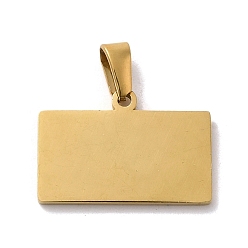 Golden Vacuum Plating 304 Stainless Steel Stamping Blank Tag Pendants, Rectangle Charm, Golden, 14x20x1.5mm, Hole: 2x5mm