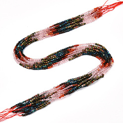 Смешанные камни Природных драгоценных камней смешанного бисер нитей, круглые бусины, граненые, 2~2.5x2~2.5 мм, отверстие : 0.5 мм, около 190~196 шт / нитка, 15.35''~15.75'' (39~40 см)