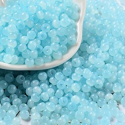 Light Sky Blue Glass Seed Beads, Imitation Cat Eye, Rondelle, Light Sky Blue, 4x3.3mm, Hole: 1.4mm