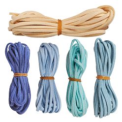 Mixed Color 5 Strands 5 Colors Faux Suede Cord, Faux Suede Lace, Mixed Color, 2.5~2.8x1.5mm, about 1.09 yards(1m)/strand, 1 strand/color