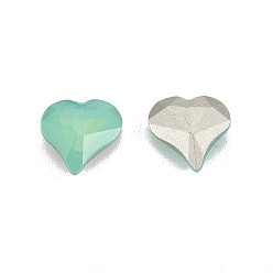Chrysolite K9 Glass Rhinestone Cabochons, Pointed Back & Back Plated, Faceted, Heart, Chrysolite, 13x12x4mm