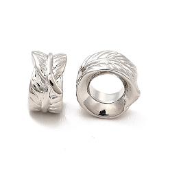 Платина Стойки обшивки латунные бусины, долговечный, без кадмия и без свинца, столбец с узором листьев, платина, 9.5x6 мм, отверстие : 5 мм