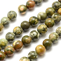 Jasper Rhyolite Rhyolite naturelle brins de perles de jaspe, ronde, 4mm, Trou: 0.8mm, Environ 94 pcs/chapelet, 15.7 pouce (40 cm)