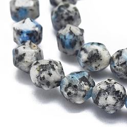 K2 Stone Natural K2 Stone/Raindrop Azurite Beads Strands, Faceted, Round, Star Cut Round Beads, 9~10mm, Hole: 1.2mm, about 38~40pcs/Strand, 14.5 inch~15.9 inch(37~40.5cm)