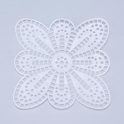 White Plastic Mesh Canvas Sheets, for Embroidery, Acrylic Yarn Crafting, Knit and Crochet Projects, Flower, White, 11.2x11.2x1.5mm, Hole: 4x4mm