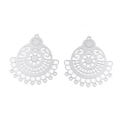 Нержавеющая Сталь Цвет 304 нержавеющей стали ссылки люстра компонент, цветок, цвет нержавеющей стали, 36x32x0.4 мм, отверстие : 1.5 мм