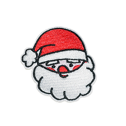 Santa Claus Christmas Theme Computerized Embroidery Cloth Self Adhesive Patches, Stick On Patch, Costume Accessories, Appliques, Santa Claus, 52x50mm