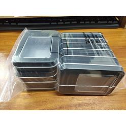 Black Tinplate Box, Storage Containers for Jewelry Beads, Candies, with Lip and and Clear Window, Rectangle, Black, 9.15x6.35x1.71cm, 10pcs