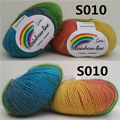 Colorful Wool Knitting Yarn, Segment Dyed, Crochet Yarn, for DIY Hat Scarf Cape, Colorful, 2mm, about 196.85 yards(180m)/skein