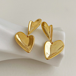 B248 gold earrings s925 silver pins Design sense abstract love pendant earrings female niche retro simple stitching earrings ear jewelry