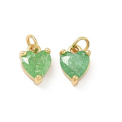 Средний Морско-зеленый Кулон из циркония, сердце прелести, без свинца и без кадмия, стойки покрытие, долговечный, реальный 18 k позолоченный, средний морской зеленый, 9x6x4 мм, Перейти кольцо: 4x0.8 мм, 2.5 мм внутренним диаметром