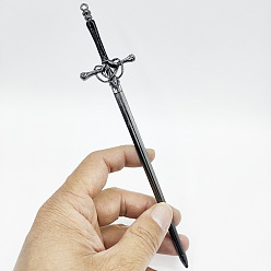 Черный Сплав потока Су меч шпилька древний костюм головной убор шпилька гальванический кулон меч, чёрные, 210~220x42~43x7 мм, отверстие : 2.5 мм