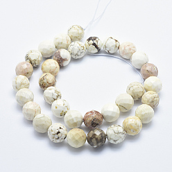 Magnesite Natural Magnesite Beads Strands, Faceted, Round, 8mm, Hole: 1mm, about 47pcs/strand, 15.7 inch