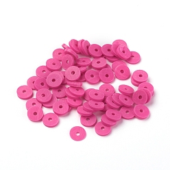 Medium Violet Red Eco-Friendly Handmade Polymer Clay Beads, Disc/Flat Round, Heishi Beads, Medium Violet Red, 6x1mm, Hole: 2mm, about 23500pcs/1000g